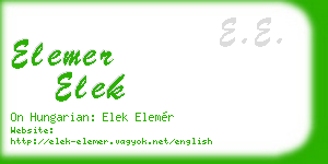 elemer elek business card