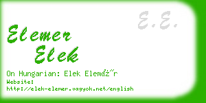 elemer elek business card